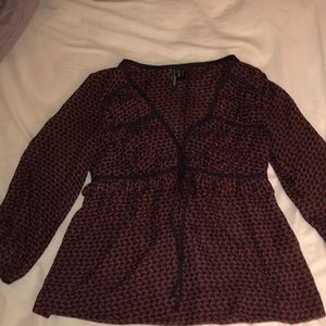 Flower/dove print blouse